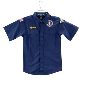 BSA Cub Scouts Uniform Shirt‎ Youth Small Navy Blue Montana Council Patch Cotton
